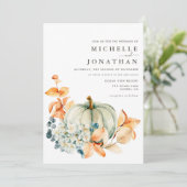 Pumpkin & Florals Weddenschap Uitnodiging tot valk (Staand voorkant)