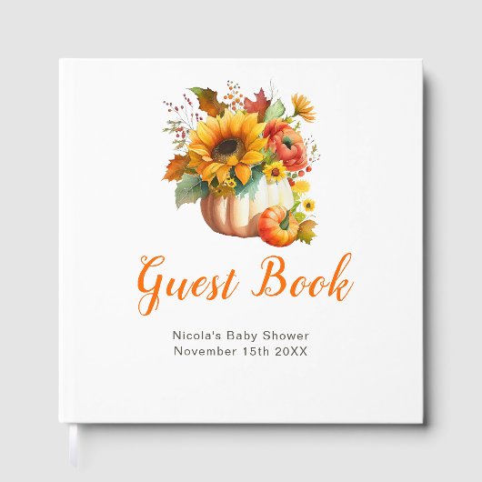 Pumpkin Flower Bouquet Baby Shower Gastenboek (Voorkant)