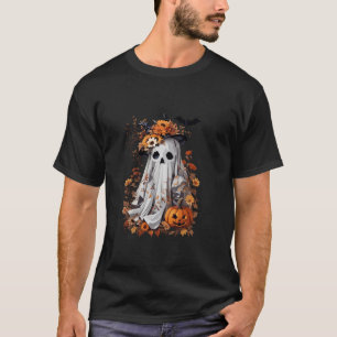Pumpkin Flower Ghost Herfst Seizoen Herfst verlaat T-shirt