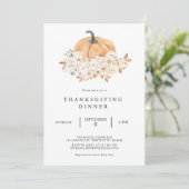 Pumpkin Flower Thanksgiving Dinner Invitation Kaart (Staand voorkant)