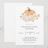 Pumpkin Flower Thanksgiving Dinner Invitation Kaart (Voorkant / Achterkant)