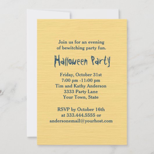 Pumpkin Flying Witch Halloween Party Kaart (Achterkant)