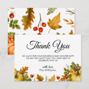 Pumpkin Foliage Autumn Baby shower Bedankkaart