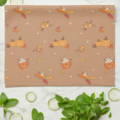 Pumpkin Food Art Doodle Pattern Herfst Kitchen Tow Theedoek (Gevouwen)