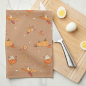 Pumpkin Food Art Doodle Pattern Herfst Kitchen Tow Theedoek (Quarter Fold)
