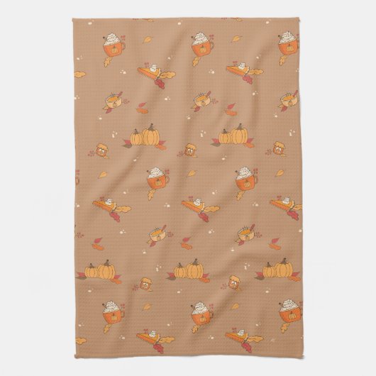 Pumpkin Food Art Doodle Pattern Herfst Kitchen Tow Theedoek (Verticaal)