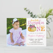 Pumpkin foto voor eerste verjaardag kaart (Staand voorkant)