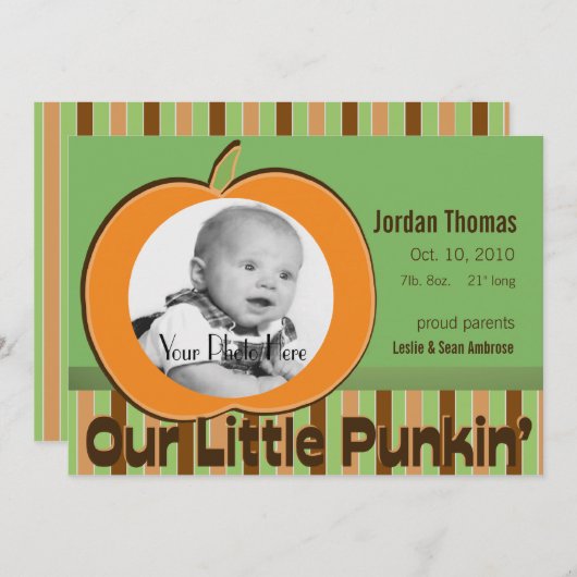 Pumpkin-fotoaankondiging Aankondiging (Voorkant / Achterkant)