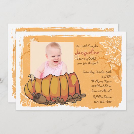 Pumpkin-fotouitnodiging Kaart (Voorkant / Achterkant)
