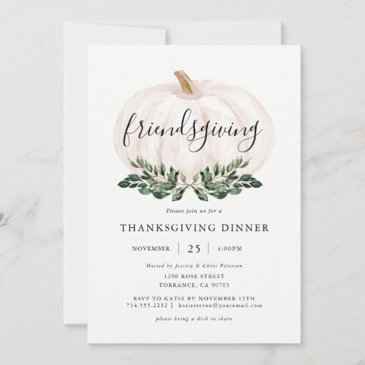 Pumpkin Friendsgiving Thanksgiving Dinner Kaart (Voorkant)