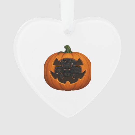 Pumpkin Full of Kittens - Cute Black Cat Halloween Ornament (voorkant)