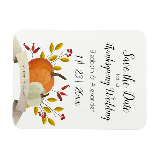 Pumpkin Fun/Thanksgiving Wedding/Save the Date Magneet (Horizontaal)