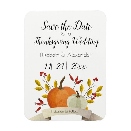 Pumpkin Fun/Thanksgiving Wedding/Save the Date Magneet (Verticaal)
