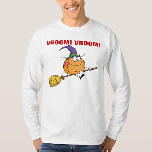 Pumpkin gaat naar Vroom op Witch's Broom T-shirt (Voorkant)