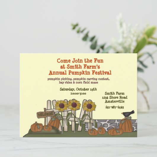 Pumpkin Garden Uitnodiging (Staand voorkant)