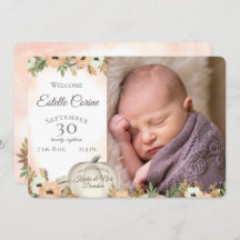 Pumpkin Geboorte Aankondiging en dank u