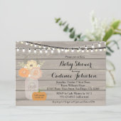 Pumpkin Gender Neural Baby shower Invitation Kaart (Staand voorkant)