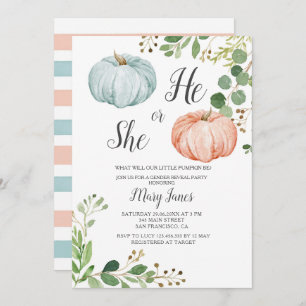 Pumpkin Gender onthullen Greenery Invitation Kaart