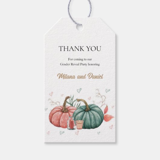 Pumpkin Gender onthullen Hartelijk dank voor de ta Cadeaulabel (Voorkant)