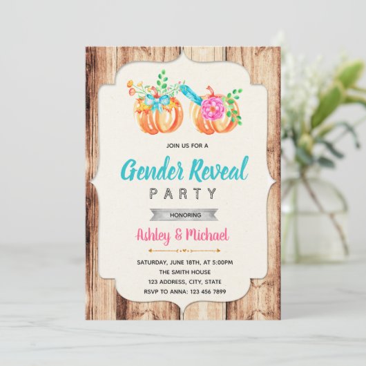 Pumpkin gender onthult uitnodiging van de partij (Staand voorkant)