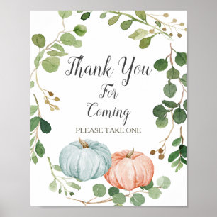 Pumpkin Gender Reveal Bedankt voor uw komst Poster