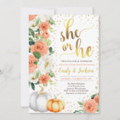 Pumpkin Gender Reveal Invitation Herfst Baby Revea Kaart (Voorkant)