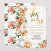 Pumpkin Gender Reveal Invitation Herfst Baby Revea Kaart (Voorkant / Achterkant)