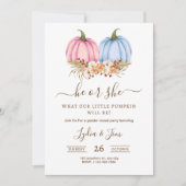 Pumpkin Gender Reveal Invitation, Herfst Geslacht Kaart (Voorkant)