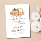Pumpkin Gender Reveal Invitation, Herfst hij of zi Kaart