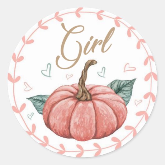 Pumpkin Gender Team Girl Reveal Stickers  (Voorkant)