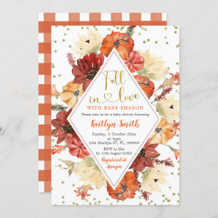 Pumpkin Geometric Herfst in Love Baby shower Kaart