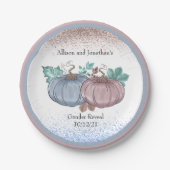 Pumpkin Geslacht onthullen Roze Blauwe Herfst Glit Papieren Bordje (Voorkant)