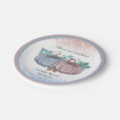 Pumpkin Geslacht onthullen Roze Blauwe Herfst Glit Papieren Bordje (Gekanteld)