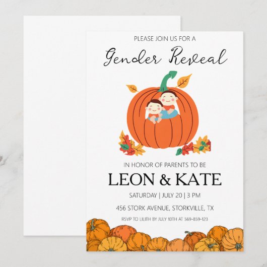 Pumpkin Geslacht onthullen Uitnodigingen (Voorkant / Achterkant)