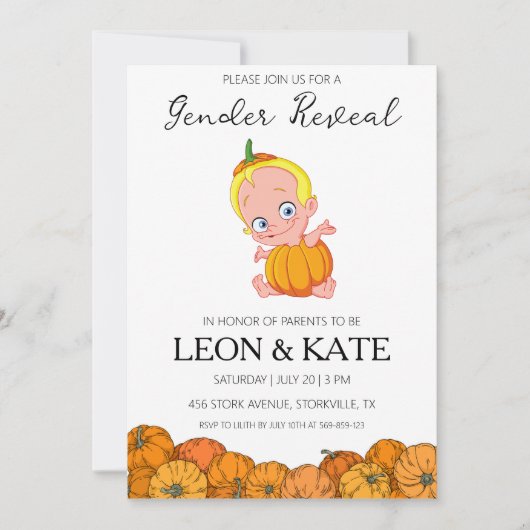 Pumpkin Geslacht onthullen Uitnodigingen (Voorkant)