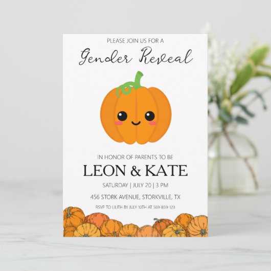 Pumpkin Geslacht onthullen Uitnodigingen (Staand voorkant)