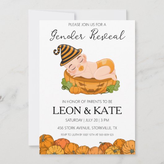 Pumpkin Geslacht onthullen Uitnodigingen (Voorkant)