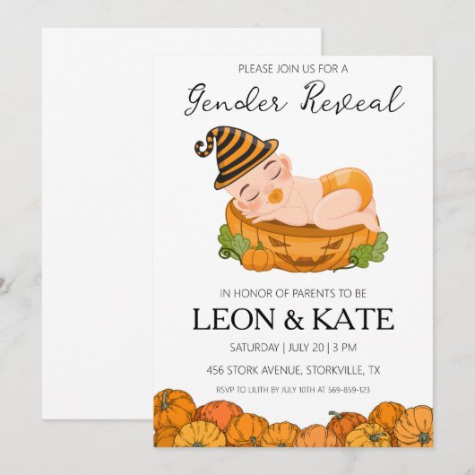 Pumpkin Geslacht onthullen Uitnodigingen (Voorkant / Achterkant)