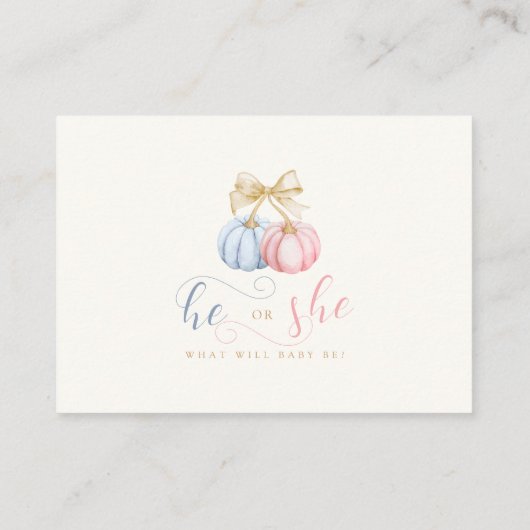 Pumpkin Geslacht Reveal Luier Raffle Informatiekaartje (Achterkant)