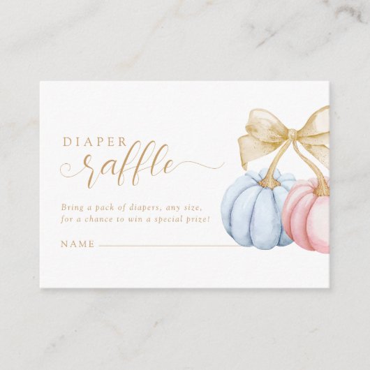 Pumpkin Geslacht Reveal Luier Raffle Informatiekaartje (Voorkant)