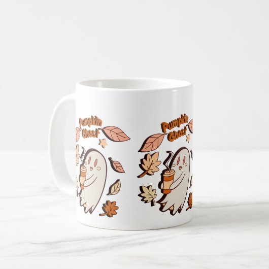 Pumpkin Ghost Autumn Latte Koffiemok (Voorkant links)