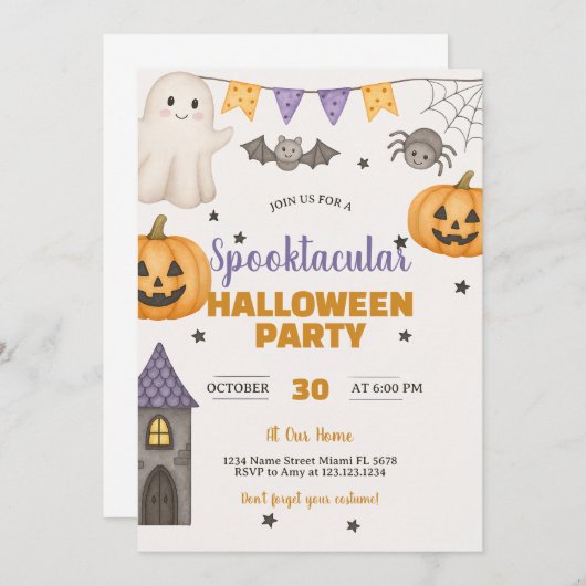 Pumpkin & Ghost Bash Kaart (Voorkant / Achterkant)