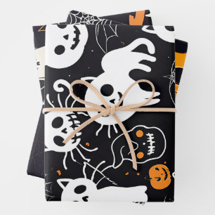 Pumpkin Ghost Black Cat Halloween inpakpapier Vel