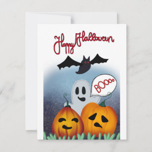 Pumpkin Ghost Boo Halloween Kaart
