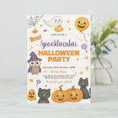 Pumpkin, Ghost & Costume Night Uitnodigen Kaart (Staand voorkant)