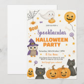 Pumpkin, Ghost & Costume Night Uitnodigen Kaart (Voorkant / Achterkant)