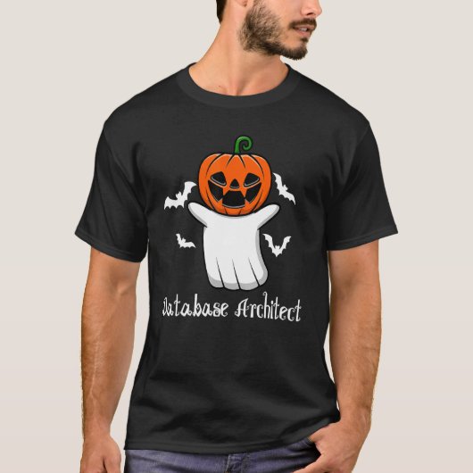 Pumpkin Ghost Database Architect Db Halloween T-shirt (Voorkant)