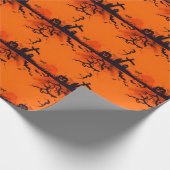 Pumpkin Ghost en vleermuizen op het kerkhof Cadeaupapier (Hoek)