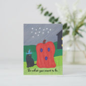 Pumpkin Ghost en Wizard Cat Halloween Briefkaarten (Staand voorkant)