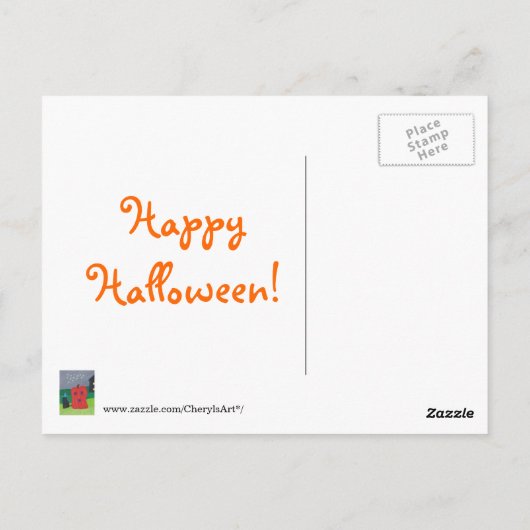 Pumpkin Ghost en Wizard Cat Halloween Briefkaarten (Achterkant)